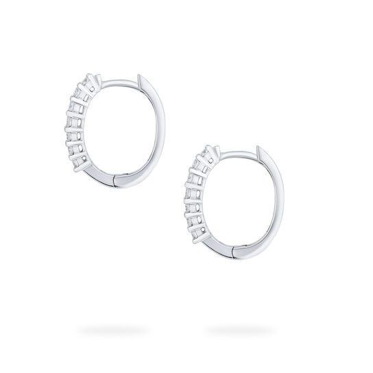 Diamond Hoop Earrings in White Gold Side image number 2